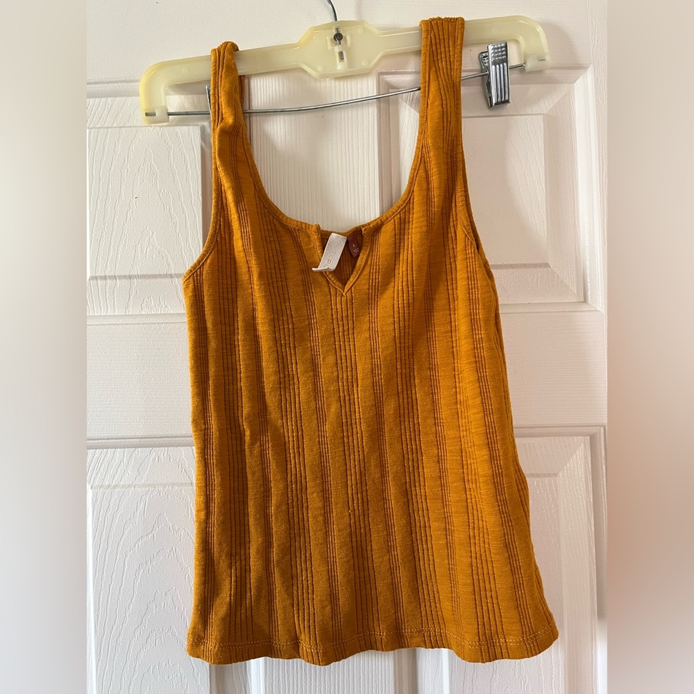 Pilcro Ribbed Tank Top in Mustard Gold